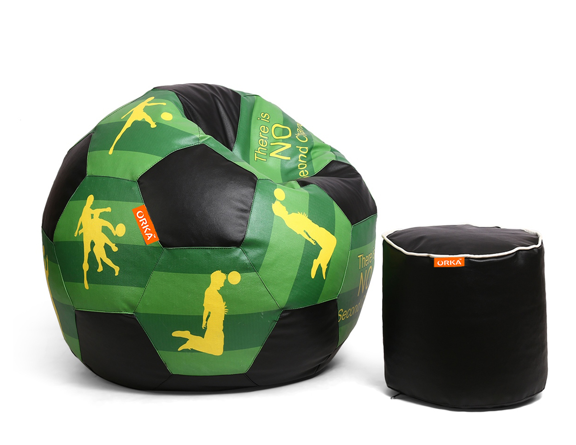 Orka Digital Printed XXL Foorball With Mathching Footstool Filled Bean Bag With Beans (FB49 Multicolor) view 2